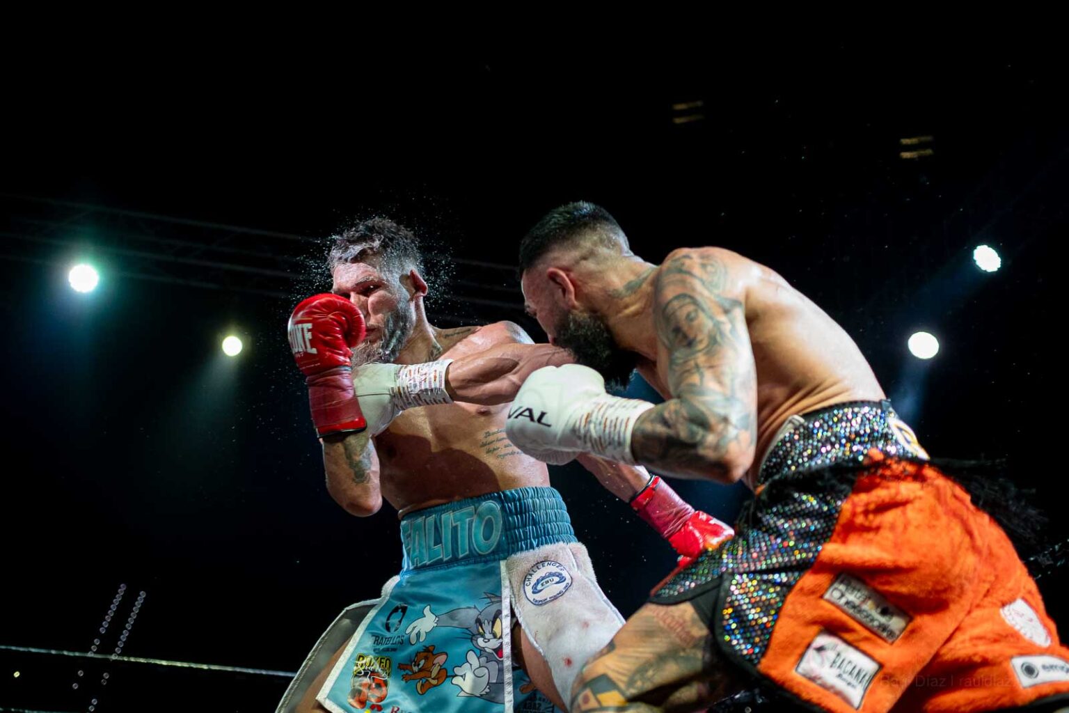 Combate de Rafael Falito Acosta fotografiado desde el borde del ring